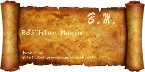 Böhler Maxim névjegykártya